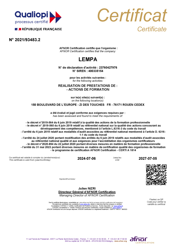 Certificat Qualiopi
